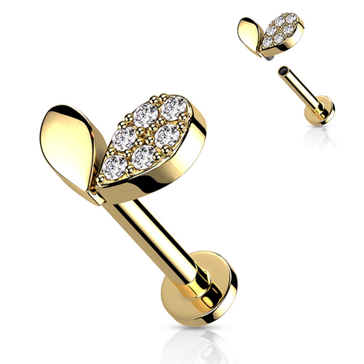 Piercing sprout heart top 1.2x8 - goud - LMPiercings