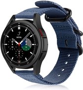 Strap-it Samsung Galaxy Watch 4 Classic 46mm nylon gesp band - blauw