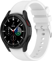 Siliconen Smartwatch bandje - Geschikt voor Strap-it Samsung Galaxy Watch 4 Classic 46mm siliconen band - wit - Strap-it Horlogeband / Polsband / Armband