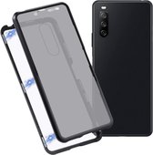 Voor Sony Xperia 10 II Anti-Peeping Magnetic Double-Sided Gehard Glass Phone Case (Black)