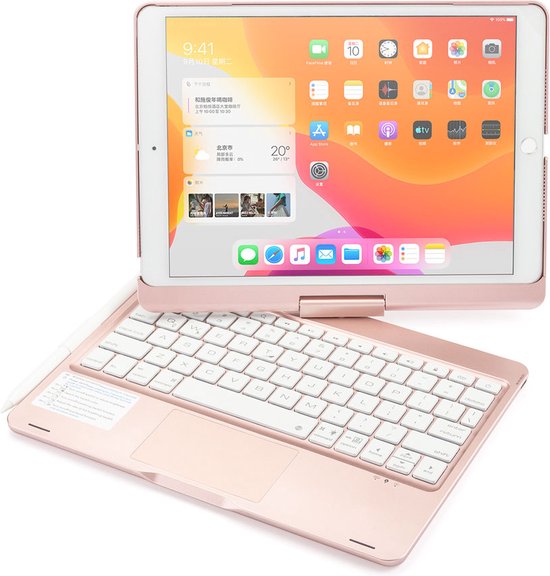 CaseBoutique Bluetooth Keyboard Case met Muis Trackpad en 360 graden scharnier - Compatible met iPad Air 10.5 2019 (3e generatie) - QWERTY indeling - Roze