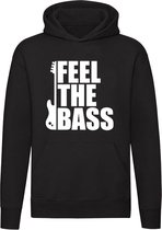 Feel the Bass | gitaar | muziek | Unisex | Trui | Sweater | Hoodie | Capuchon | Zwart