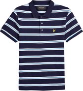 Lyle & Scott - Heren Polo SS Wide Double Stripe Polo - Blauw - Maat XXL