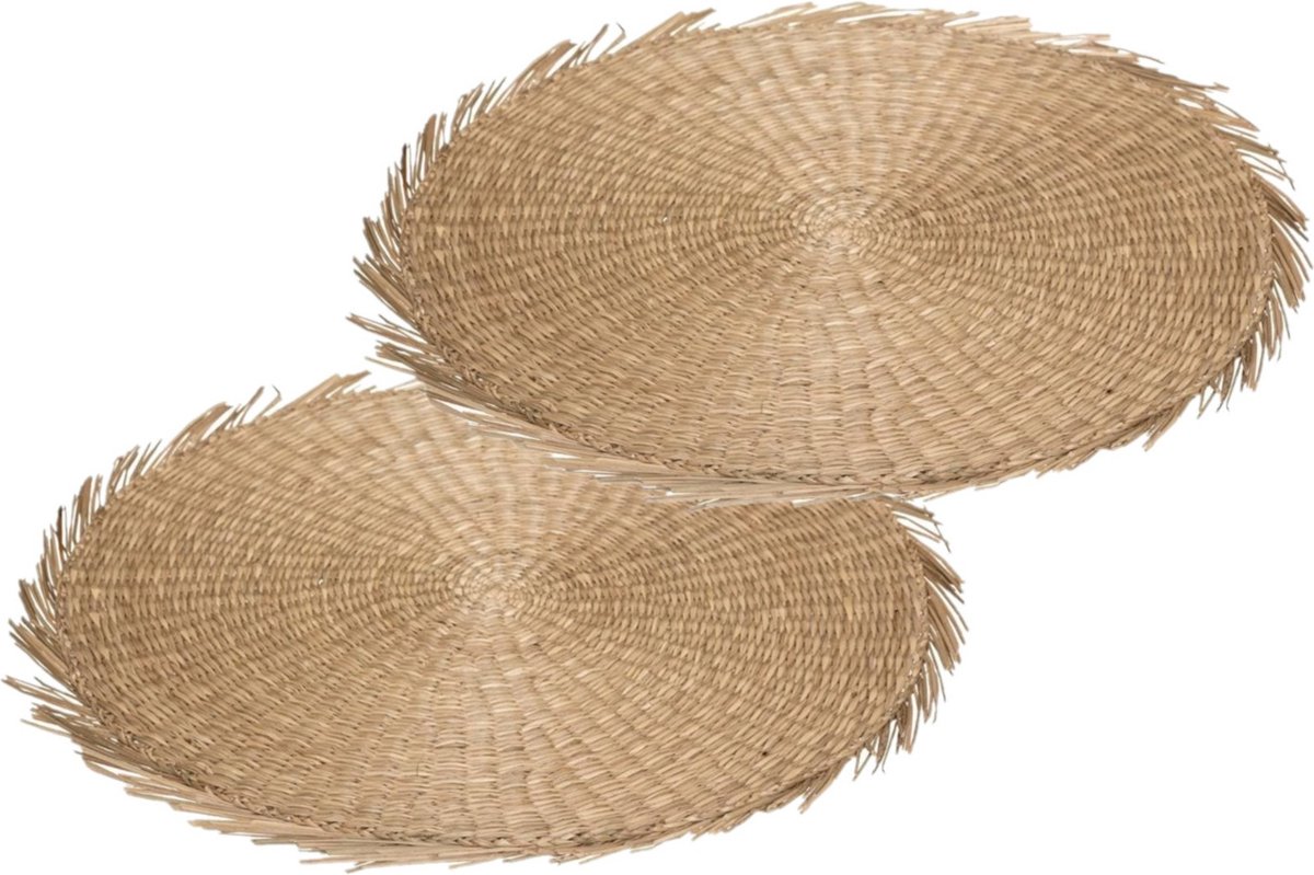 Secret de Gourmet Placemat - Set van 8x stuks - raffia naturel - rond - 38 cm - rond