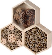 Pro Garden - Insectenhotel 35 x 35 x 7,5 cm hout naturel - bijenhotel - Design insectenhotel met natuurlijke materialen