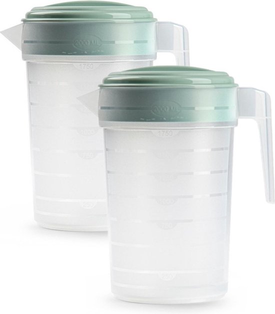 4x stuks waterkan/sapkan transparant/roze met een inhoud van 1.75 liter
