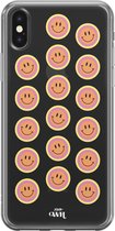 xoxo Wildhearts case voor iPhone X/XS - Smiley Double Orange - xoxo Wildhearts Transparant Case