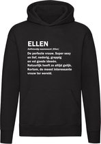 Ellen woordenboek |  Ellen |Verjaardagshirt  |Naam | Cadeau | Unisex | Trui | Sweater | Hoodie | Capuchon | Zwart