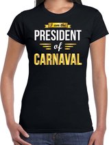 President of Carnaval feest t-shirt zwart voor dames - party shirt - Verkleedshirts Carnaval XL