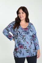 Paprika Dames T-Shirt aus warmem Material mit Blumen-Print - T-shirt - Maat 52