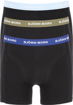 Björn Borg boxershorts Essential (3-pack) - heren boxers normale lengte - zwart met gekleurde tailleband -  Maat: XL