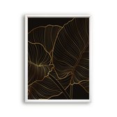 Schilderij  Goud zwart botanische bladeren - midden / Planten / Bladeren / 40x30cm
