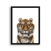 Schilderij  Safari tijger hoofd - gekleurd / Dieren / 40x30cm