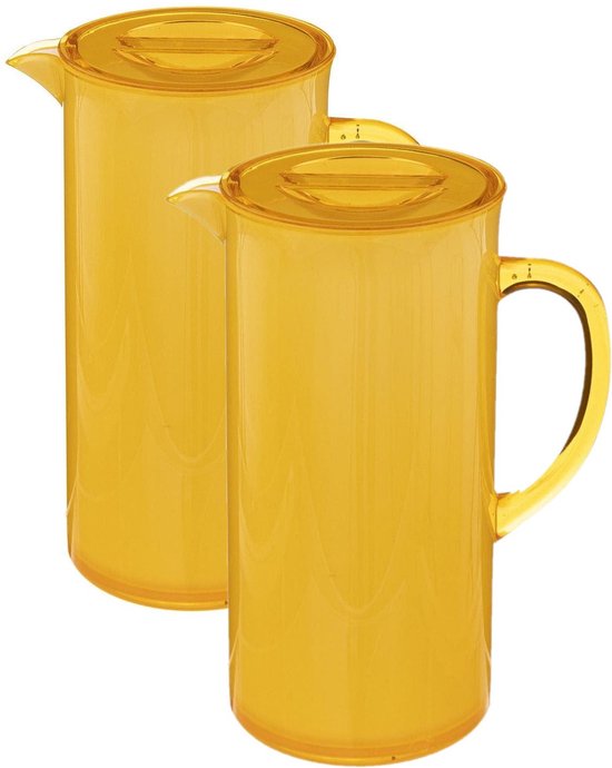 K&G PF124761_x3 Juice Jug 3-Piece Set 1.6 Litre Mint, Pink and Taupe with Lid Plastic BPA Free Water Jug, Water Jug, Water Jug, Water Decanter