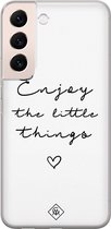 Samsung S22 hoesje siliconen - Enjoy life | Samsung Galaxy S22 case | wit | TPU backcover transparant