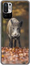 Geschikt voor Xiaomi Redmi Note 10 5G hoesje - Wild dier - Bos - Herfst - Siliconen Telefoonhoesje