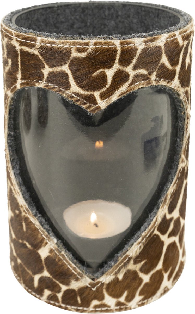 Mars & More Windlicht koe hart giraf 20cm Bruin