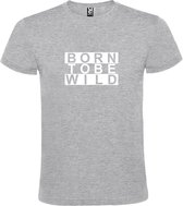 Grijs T shirt met print van " BORN TO BE WILD " print Wit size XXXL