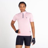 Dare2B, Pedal Through It Korte Mouw Dames Fietsshirt met halve rits, Roze, Maat 34