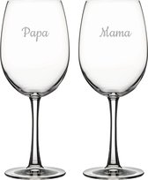 Gegraveerde Rode wijnglas 46cl Mama & Papa