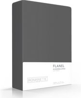 Romanette - Flanelle - Taies d'oreiller - Lot de 2 - 60x70 cm - Anthracite