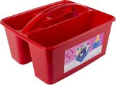 Rode opbergbox/opbergdoos mand met handvat 6 liter kunststof - 31 x 26,5 x 18 cm - Opbergbakken voor schoonmaakspullen