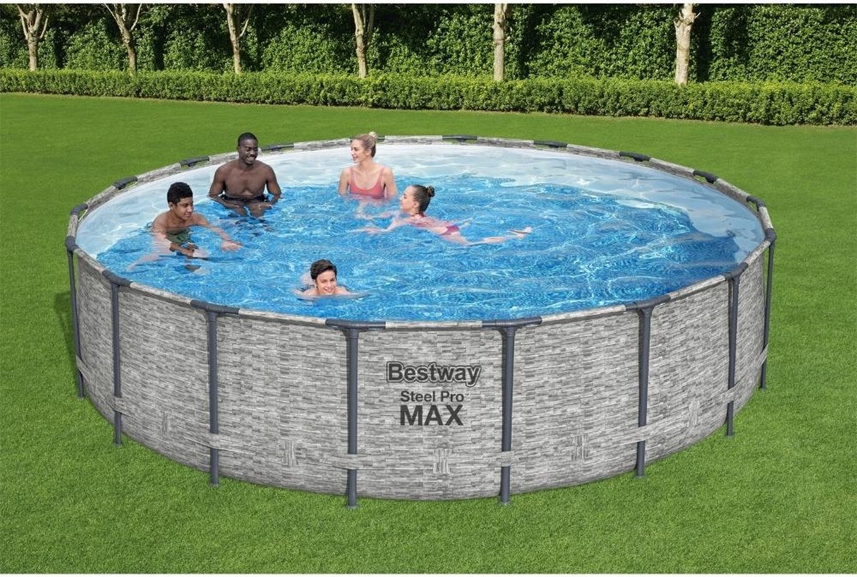 Bestway - Steel Pro MAX - Opzetzwembad inclusief filterpomp - 549x122 cm - Steenprint - Rond — afbeelding 14