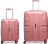 ©TROLLEYZ - Paris No.5 - Kofferset 2 delig - 55+78cm met TSA slot - Dubbele wielen - 360° spinners - 100% Polypropyleen - Reiskoffers in Rose Blush