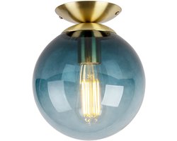 QAZQA pallon – Art Deco Plafondlamp – 1 lichts – Ø 200 mm – Blauw – Woonkamer | Slaapkamer | Keuken