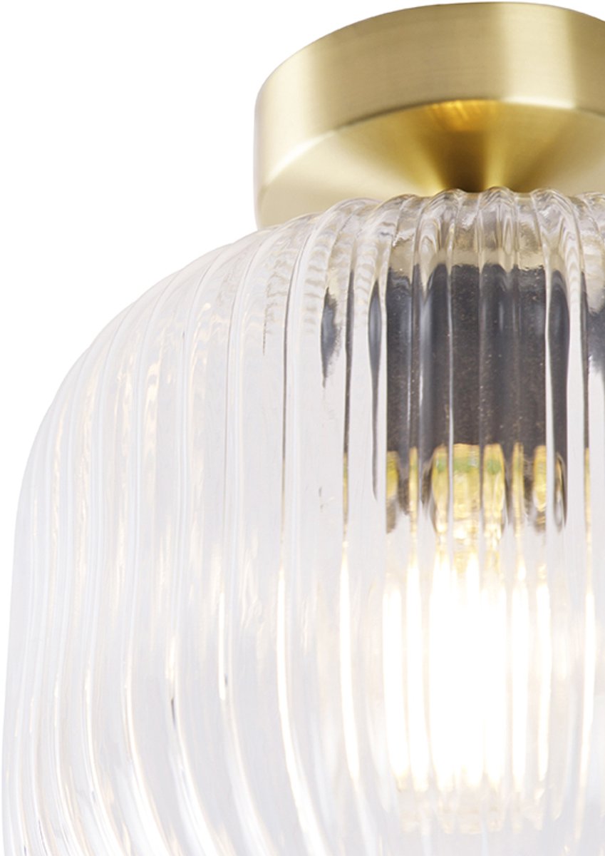 QAZQA karel - Art Deco Plafondlamp - 1 lichts - Ø 200 mm - Goud/messing - Woonkamer | Slaapkamer | Keuken thumbnail 5