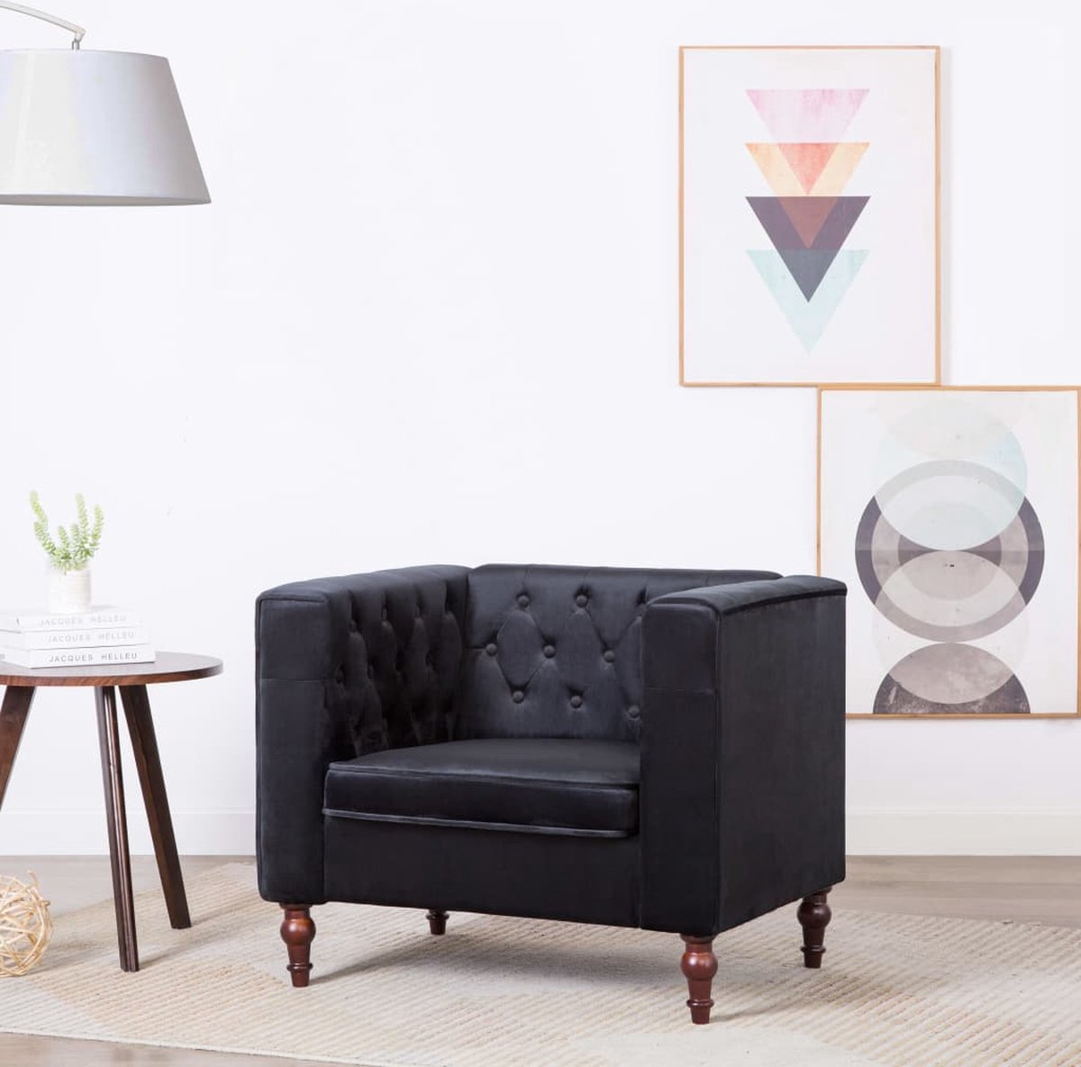 Medina Fauteuil fluweel zwart