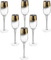 Set de 6x flûtes/flûtes à champagne bord doré 210 ml Arya en verre - Verres à Champagne