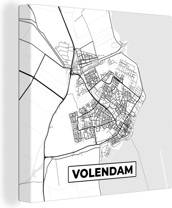 Peinture sur toile Carte - Volendam - Carte - Plan de la ville - 20x20 cm - Décoration murale