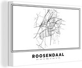 Canvas Schilderij Plattegrond – Roosendaal – Zwart Wit – Stadskaart - Nederland - Kaart - 90x60 cm - Wanddecoratie