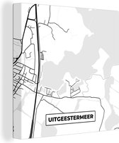 Canvas Schilderij Uitgeestermeer - Nederland - Kaart - Stadskaart - Plattegrond - 50x50 cm - Wanddecoratie