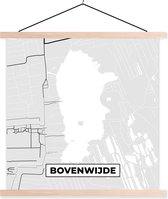 Posterhanger incl. Poster 40x40 cm - Schoolplaat - Nederland - Kaart - Stadskaart - Plattegrond - Bovenwijde - Textielposter - Blanke latten - Plattegrond