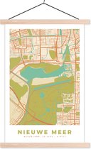 Posterhanger incl. Poster 40x60 cm - Schoolplaat - Nieuwe Meer - Plattegrond - Kaart - Stadskaart - Vintage - Textielposter - Blanke latten - Plattegrond