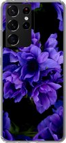 Geschikt voor Samsung Galaxy S21 Ultra hoesje - Patroon - Bloemen - Paars - Siliconen Telefoonhoesje