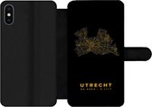 Bookcase Geschikt voor iPhone X telefoonhoesje - Utrecht - Kaart - Nederland - Black and gold - Met vakjes - Wallet case met magneetsluiting
