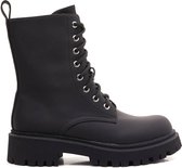 WELOVESHOES® Veterboots met Hak - Imitatieleer - Zwart - Maat 38