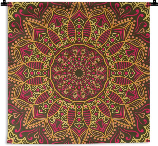 Tapisserie - Toile Murale - Motif - Mandala - Plantes - 60x60 cm - Tapisserie
