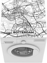 Wasmachine beschermer mat - Kaart - Rotterdam - Zwart - Wit  - Breedte 60 cm x hoogte 60 cm