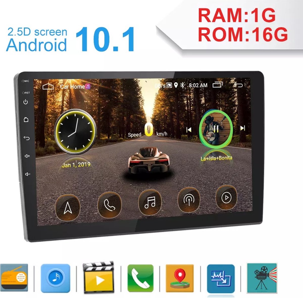 TechU™ Autoradio AT28 – 2 Din 10” Touchscreen Monitor – Bluetooth & Wifi – Android 10 – Handsfree bellen – FM radio – USB – GPS Navigatie
