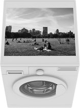 Wasmachine beschermer mat - Central park op een zomerdag -zwart-wit - Breedte 55 cm x hoogte 45 cm