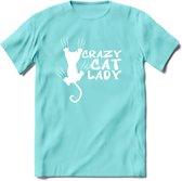 Crazy Cat Lady - Katten T-Shirt Kleding Cadeau | Dames - Heren - Unisex | Kat / Dieren shirt | Grappig Verjaardag kado | Tshirt Met Print | - Licht Blauw - S