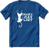 Crazy Cat Lady - Katten T-Shirt Kleding Cadeau | Dames - Heren - Unisex | Kat / Dieren shirt | Grappig Verjaardag kado | Tshirt Met Print | - Donker Blauw - L