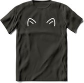 Kattenoortjes - Katten T-Shirt Kleding Cadeau | Dames - Heren - Unisex | Kat / Dieren shirt | Grappig Verjaardag kado | Tshirt Met Print | - Donker Grijs - XXL