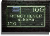 Walljar - Money Never Sleeps - Muurdecoratie - Canvas schilderij