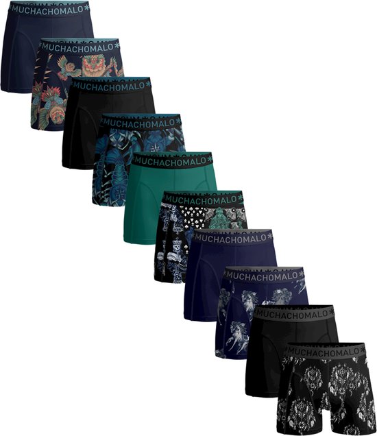 Muchachomalo - 10-pack onderbroeken heren - Print en effen kleuren - Elastisch katoen - Zachte waistband