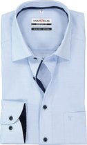 MARVELIS comfort fit overhemd - lichtblauw met wit geruit (contrast) - Strijkvrij - Boordmaat: 45